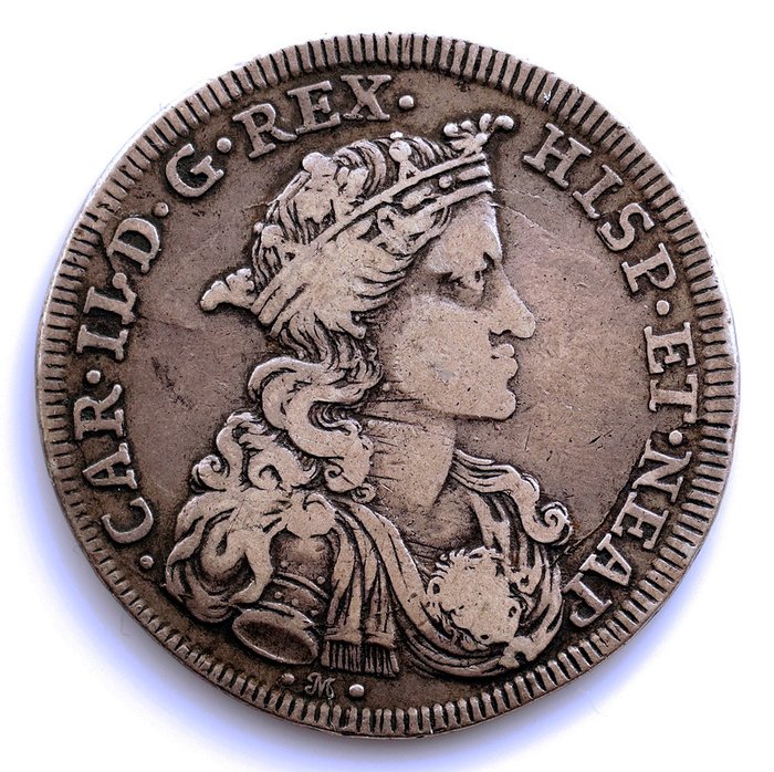 那不勒斯王國. Carlos II (1665-1700). 100 grana 1693  - Muy escasa