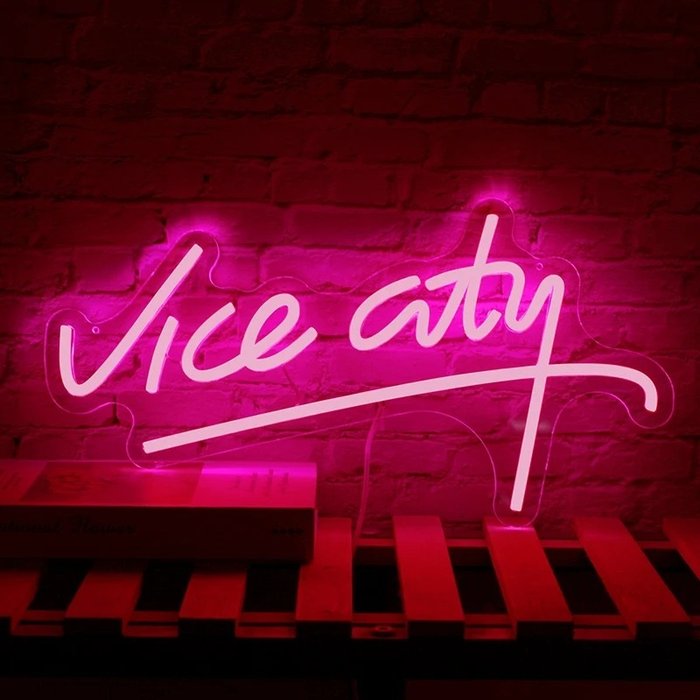 Enseigne lumineuse - Vice City de style néon à LED - Plastique, néon