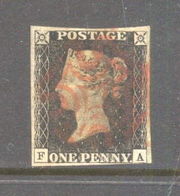 Storbritannien  - Storbritannien 1840 , en penny svart fin använd