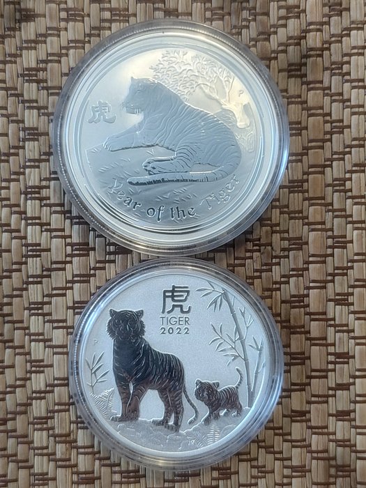 Australie. 1 Dollar 2010/2022 Tiger, 2x1 Oz (.999)