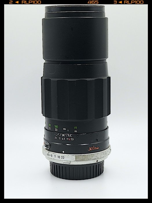 Minolta Tele Lens MC Tele Rokkor PE 200mm 1 : 4.5 - 22 - 1971 - Good Condition Telelinse