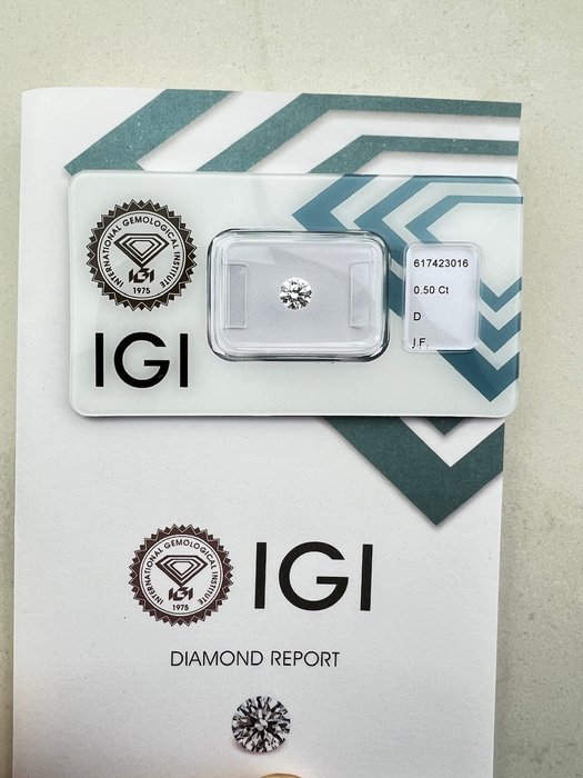 1 pcs Diamante - 0.50 ct - Brillante - D (incolore) - IF (Internamente Perfetto)