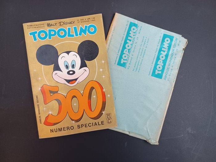 Topolino Libretto n. 500 - Con Farfalla Scura e Busta Abbonamento - 1 Comic - Erstausgabe - 1965