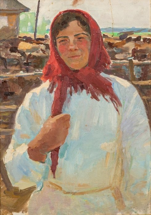 Maksimenko Olexandr Grigorevich(1916-?) - Ritratto di una mungitrice
