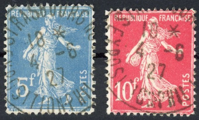 Frankrig 1927 - Strasbourg - Den komplette serie med flotte aflysninger - Fantastisk - Bedømmelse: €650 - Yvert 241/42