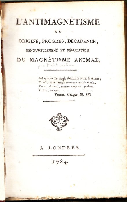 Jean-Jacques Paulet - L'Antimagnetisme - origine et réfutation du magnétisme animal - 1784