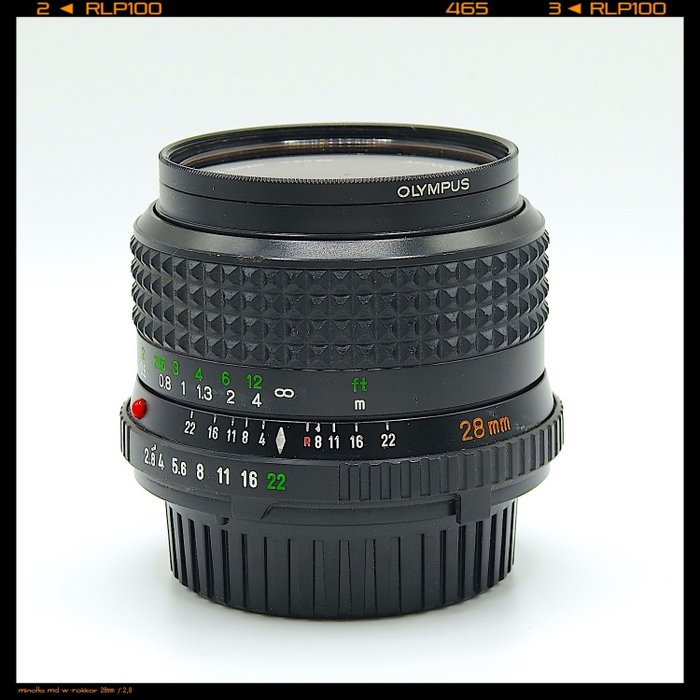 Minolta Wide Angle Lens MD W-Rokkor 28mm 1 : 2,8 - 1 : 22 full set • MD II mount 1978/79 • Good Conditions Objectif grand-angle (Barrel lens)