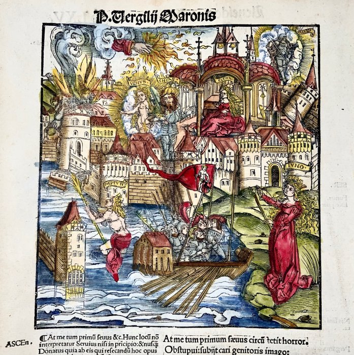 Master of Gruninger Workshop, Virgil Aeneid - Troy Destroyed, Juno, Neptune, Venus, Pallas - 1517