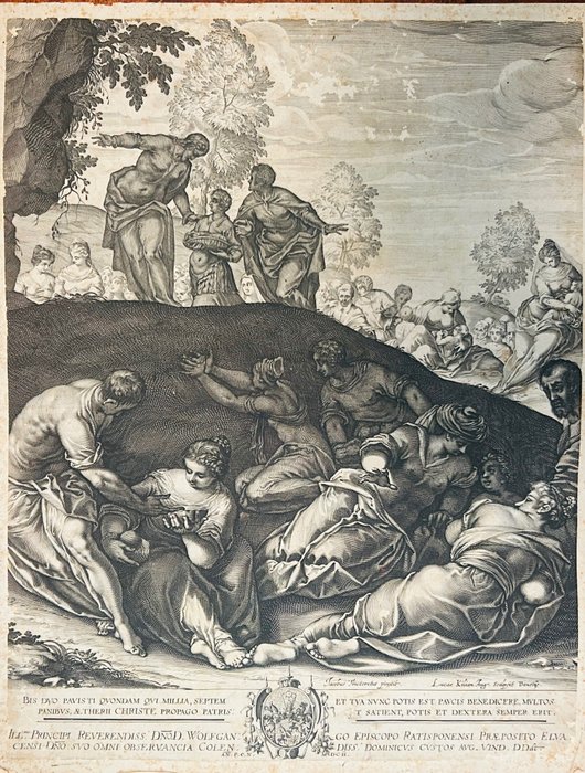Lucas Kilian (tedesco, Augusta 1579–1637 ) da  Jacopo Tintoretto - Il miracolo dei pani e dei pesci