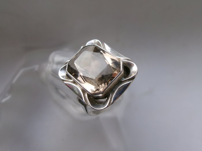Art Deco - 黄水晶 - 银 - 戒指
