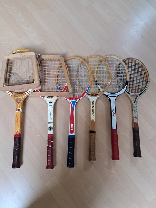 Tennis - Zes Vintage Houten tennisracket - Racchetta da tennis