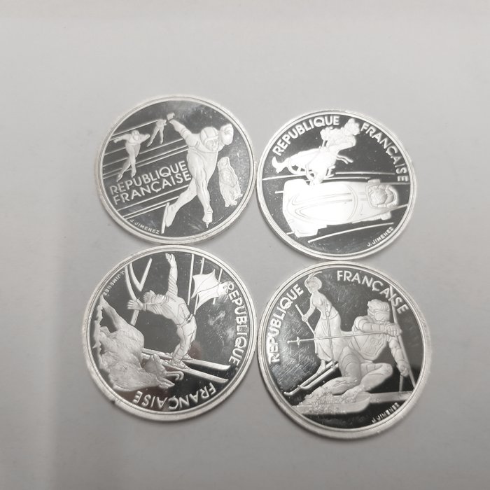Frankrike. 4  Silbermünzen Olympiade 1992