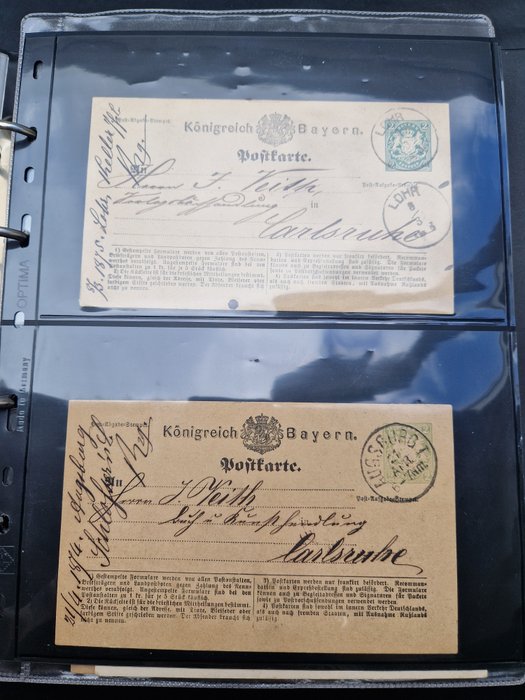 Beieren 1874/1920 - Grote collectie postwaardestukken alleen gebruikt, wat extra frankering etc. in 2 albums