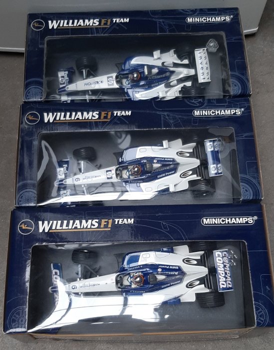Minichamps 1:18 - 3 - Miniatura de carro - Williams F1 BMW FW24 (2x) + FW25 - Juan Pablo JP Montoya 2002 + 2ª metade da temporada 2002 #6 + 2003