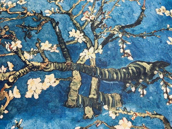 Ekskluzywna tkanina bawełniana z nadrukiem „Kwitnący migdał” Van Gogha - Tkanina obiciowa - 600 cm - 140 cm