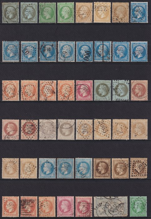 France 1862/1870 - "Classics" between No. 19 and No. 35 canceled, including signed. Very nice quality - Yvert