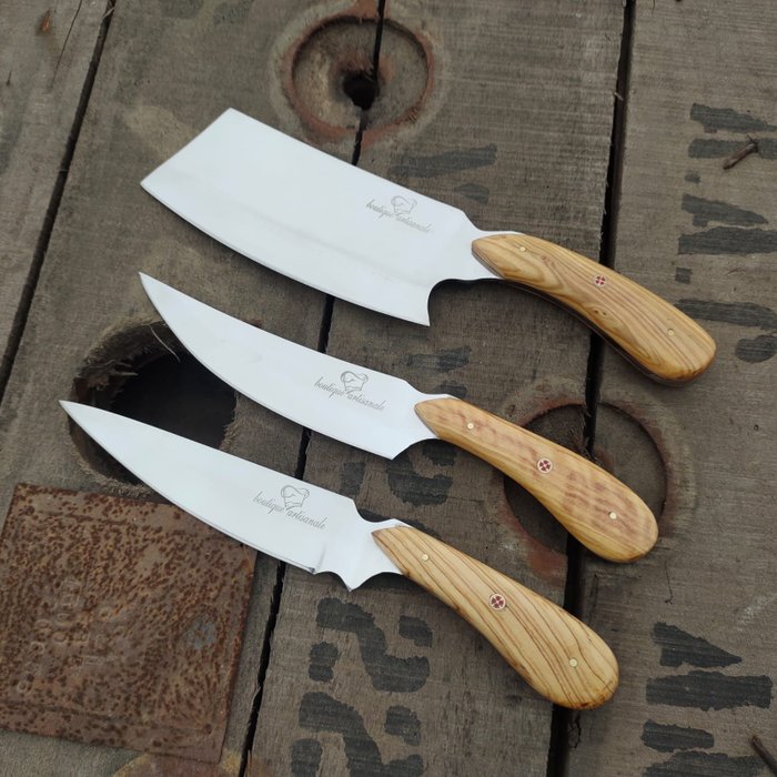 厨刀 - 欧式钢制切菜刀带厨师刀/厨房切菜刀/不锈钢刀套装 - 欧洲