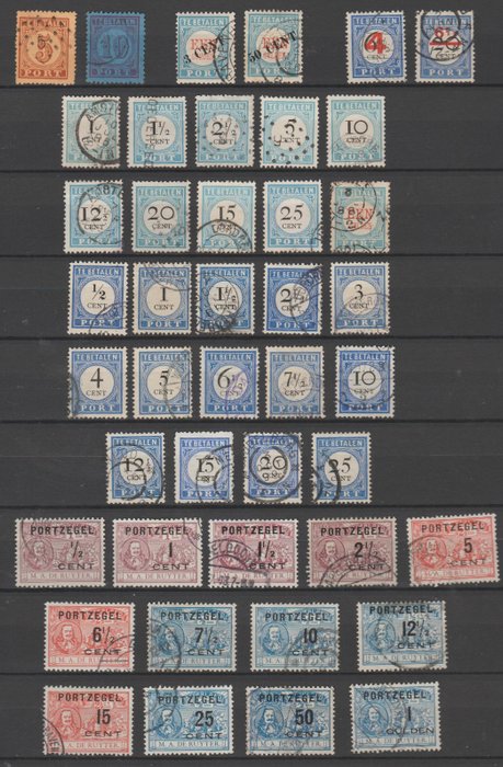 Holanda 1870/1907 - Coleção de selos postais - NVPH P1/P2, P3/P12, P13/P26, P27 I/P28 III, P29/P30, P31/P43