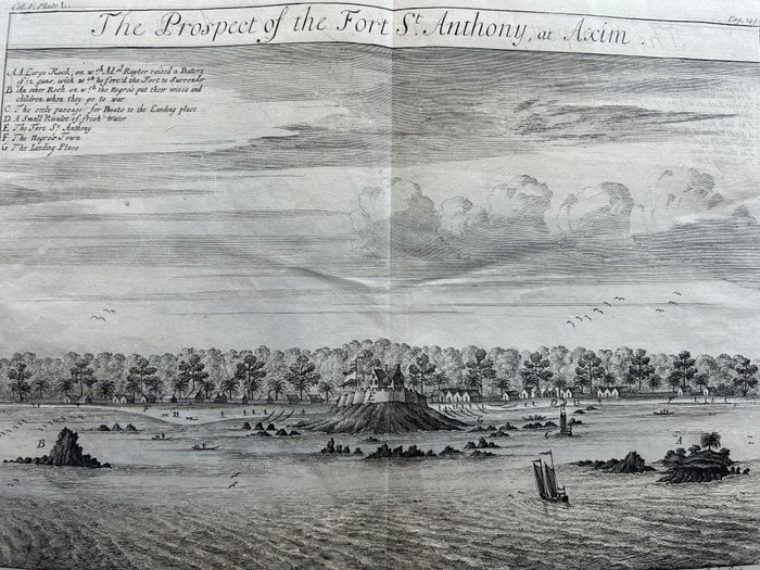 Afrika, Byplan - Ghana; Johannes Kip. - The Prospect of Fort St. Anthony, at Axim - 1721-1750