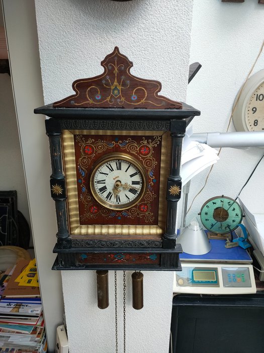 Relógio de parede - Relógio de parede Floresta Negra - Madeira - 1850-1900