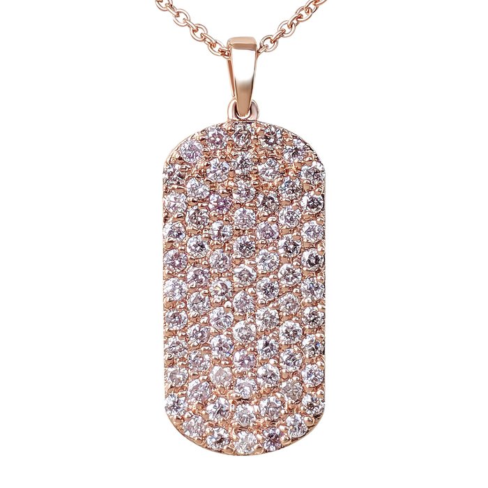 Zonder Minimumprijs Ketting met hanger - Roségoud -  1.11ct. Roze Diamant 