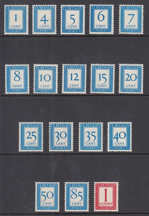 Nederland 1947 - Portzegels, met verticaal watermerk - NVPH P80a/105a