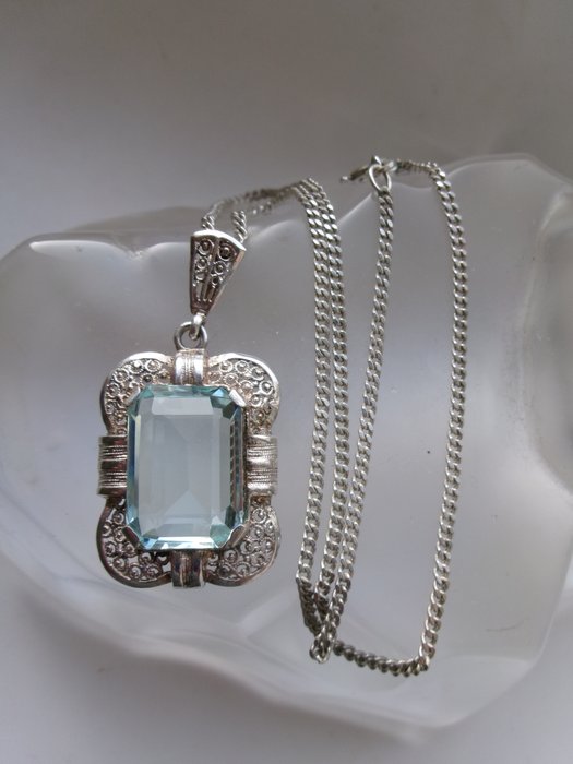 Art Deco - Silver - Necklace with pendant