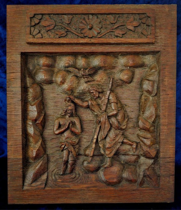 雕刻, The Baptism of Jesus - 37 cm - 橡木