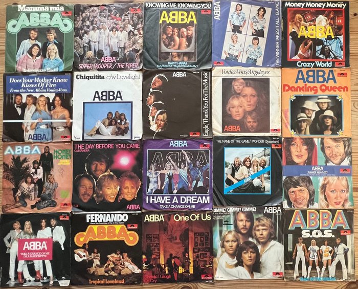 ABBA - 20 original Singles [first pressings] - 多個標題 - 黑膠唱片 - 第一批 模壓雷射唱片 - 1974