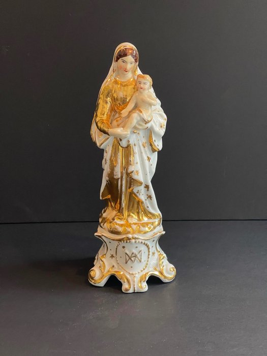 Figur - Porselen forgylt med fint gammelt Brussel-gull