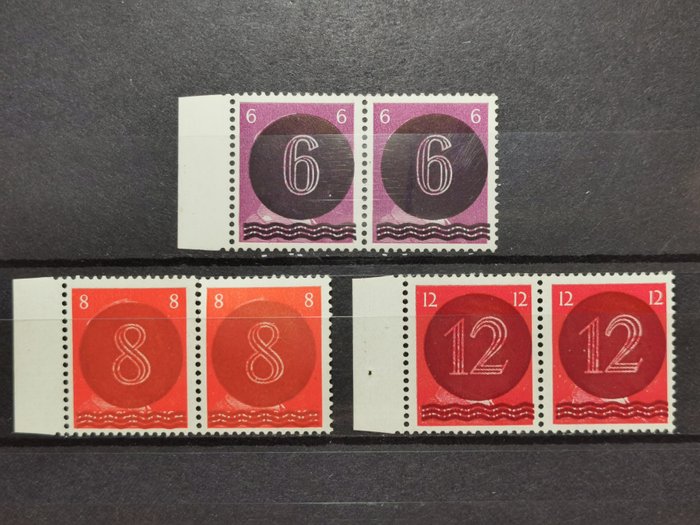 Allied Occupation - Germany (Soviet zone) 1945 - West Saxony OPD Leipzig so-called Holzhausen editions with imprinted mint never hinged pairs - Michel Nr. A l - A ll - A lll