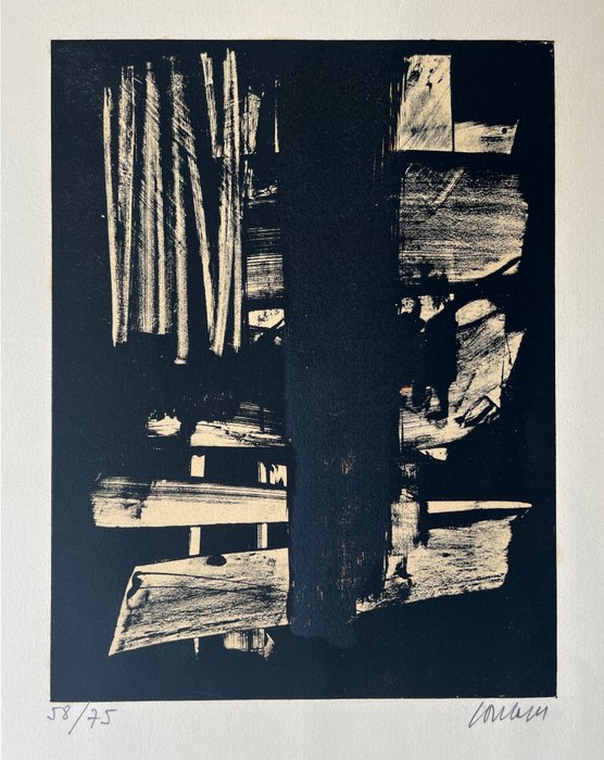 Pierre Soulages (1919) - Lithographie N°9 Hand-Signed and numbered 58/75