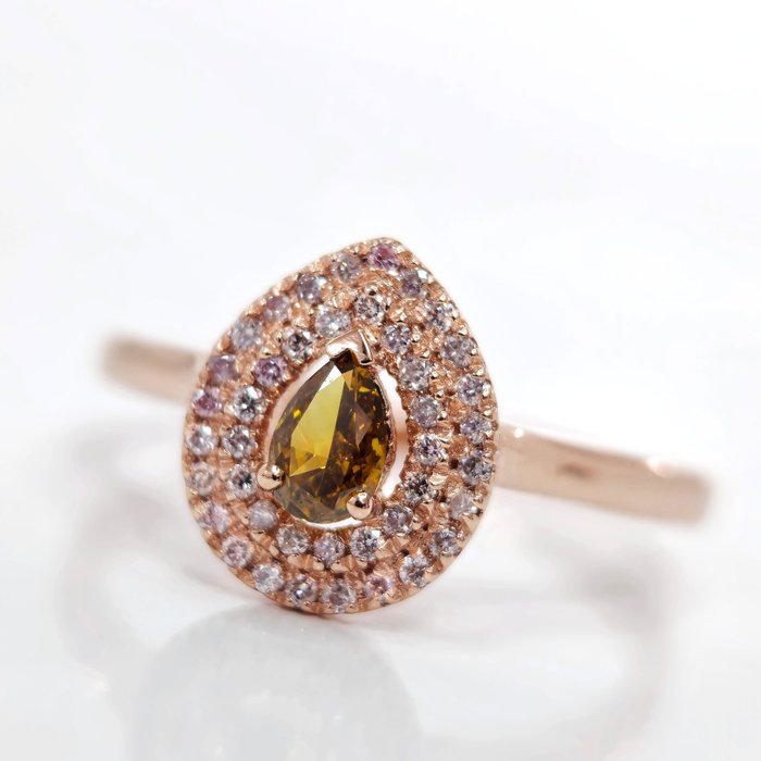 14 克拉 玫瑰金 - 戒指 - 0.22 ct 鉆石 - 鑽石