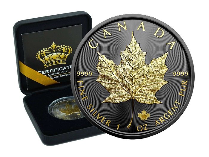 加拿大. 5 Dollars 2014 Maple Leaf - Gold Black Empire Edition, 1 Oz (.999)  (没有保留价)