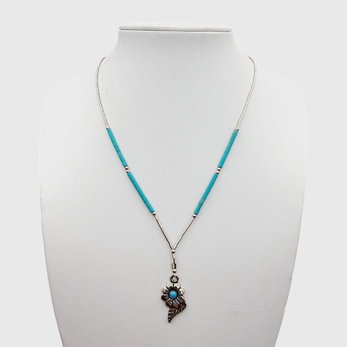 χωρίς τιμή ασφαλείας - Native American Navajo "Liquid silver" Necklace, ca. 1980s Κολιέ - Ασημί 