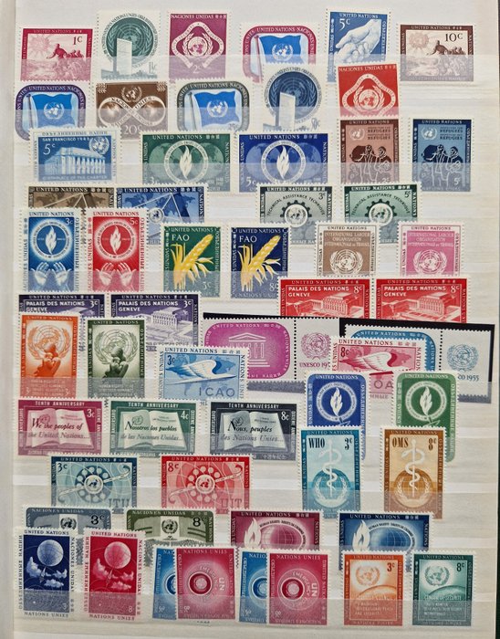 UN-NY + Wiedeń  - MNH (=nominalny!) + kolekcja znaczków od początku w kolejności roku - Michel