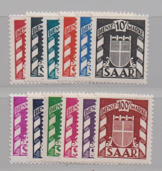 Saarland 1949 - Servicemærker komplet - Michel D 33-44
