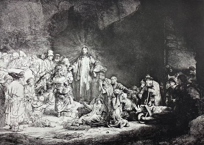 Rembrandt Harmensz van Rijn (1606-1669), after - La stampa dei 100 fiorini (Gesù guarisce gli infermi)