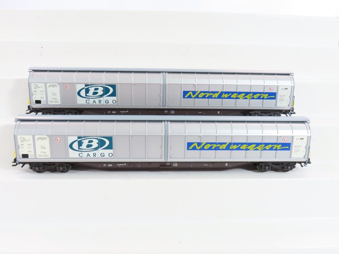 Märklin H0轨 - 48032 - 模型火车货运车厢 (2) - 2 辆 Habins 型滑动墙车 - NMBS