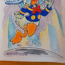 Alessandro Gottardo - 1 Watercolour - Donald Duck - A Paperopoli, ma di corsa - 2023 Comic Art