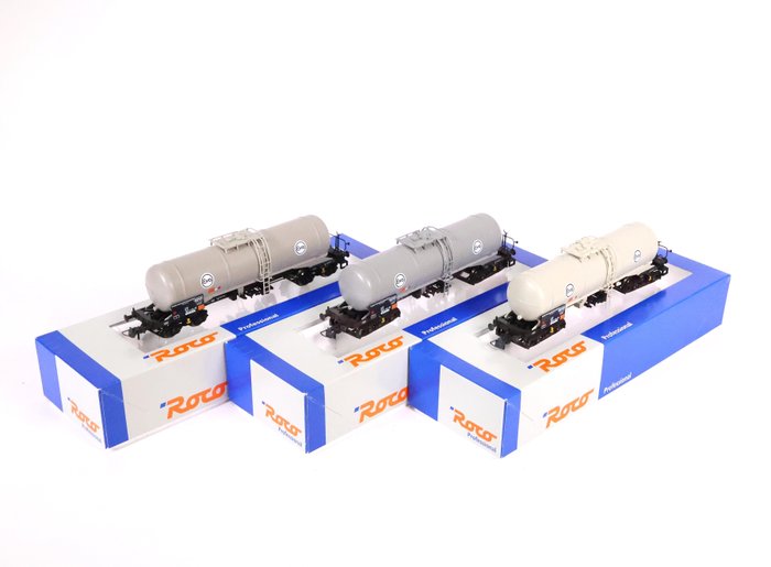 Roco H0 - 45988 - Conjunto de vagones de tren de mercancías a escala (1) - Conjunto de tres vagones cisterna 'EVA' - DB