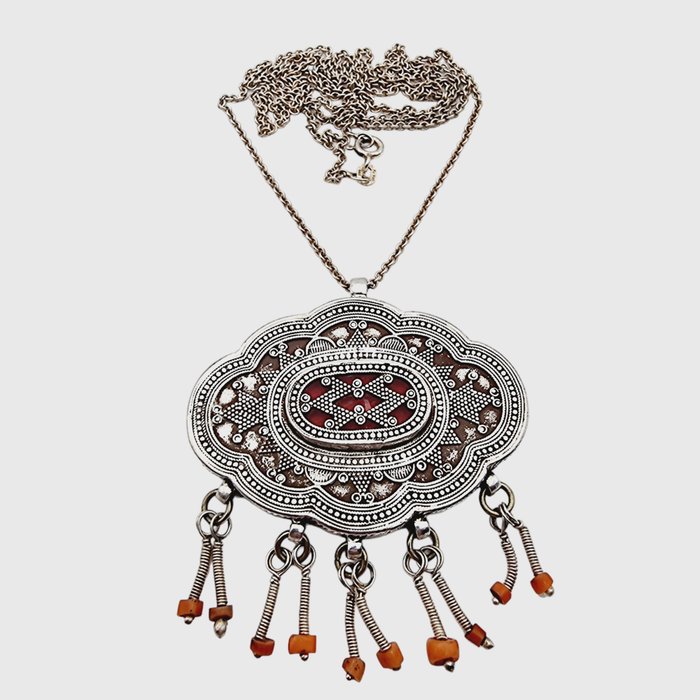 Pendant on necklace - Silver - Kazakhstan - Vintage