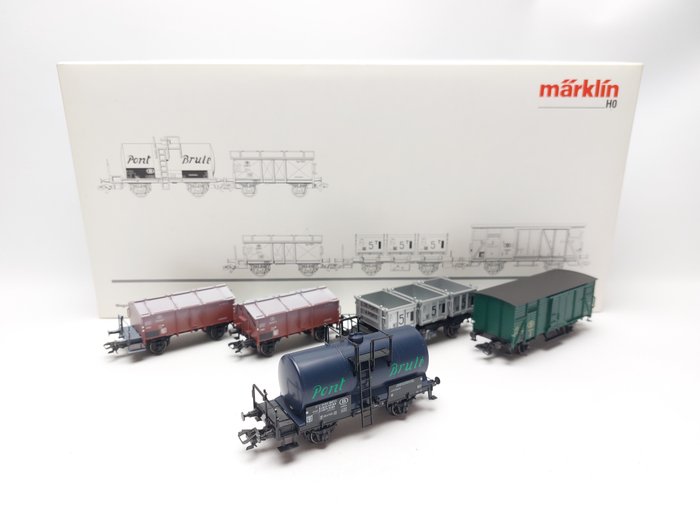 Märklin H0 - 47877 - Modellbahn-Güterwagenset (1) - 5-teiliges Set Güterwagen - NMBS