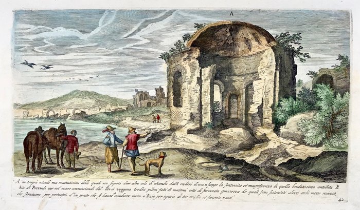 Aegidius Sadeler (c. 1570-1629) - Un tempio rotondo […] Sito di Pozzuolo […] - Temple near Pozzuoli, Italy