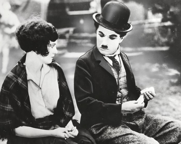 Central Press Association - Charlie Chaplin and Merna Kennedy on Set