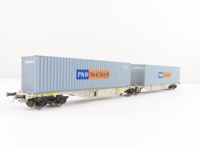 Mehano H0 - T284/55512 - Model wagonu towarowego (1) - Ciężarówka kontenerowa z 2 kontenerami 40' - ERS Railways
