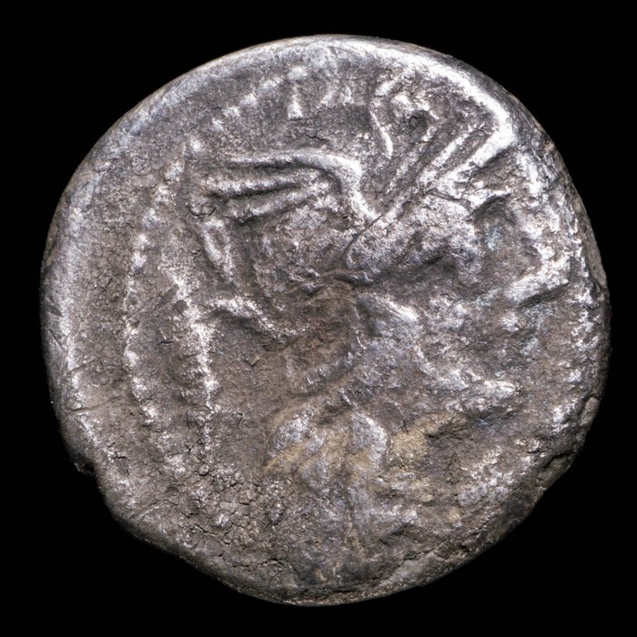 罗马共和国. Cn. Domitius Ahenobarbus, 128 BC. Denarius Rome  (没有保留价)