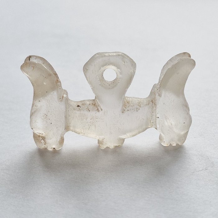 Dong Filho Pedra de cristal Talismã de conta de cabeça de touro duplo - 46 mm