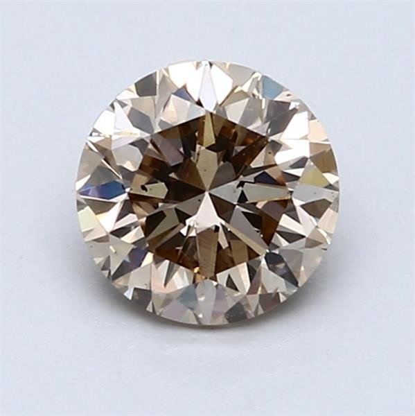 1 pcs 钻石 - 1.21 ct - 圆形 - 淡彩褐带黄 - VS2 轻微内含二级
