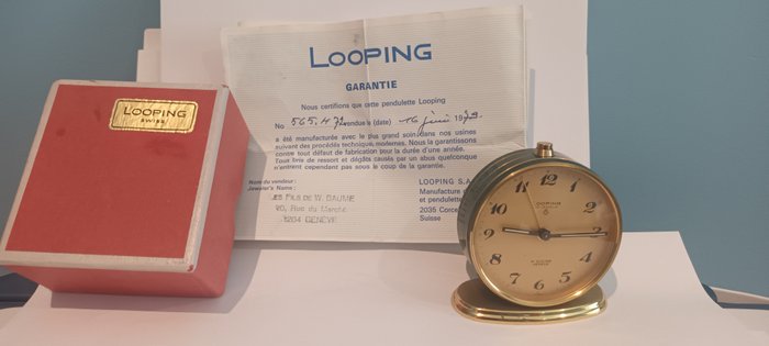 Bord- og skrivebordsure - Vækkeur - Looping - Messing - 1970-1980